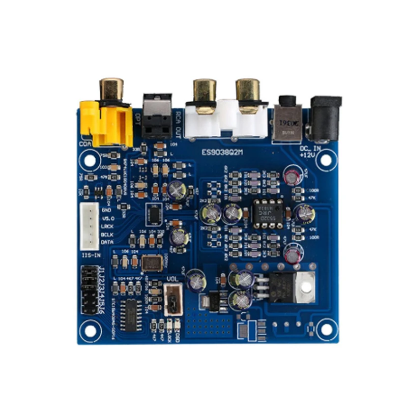ES9038 Q2M I2S DSD Optical Coaxial Input Decoder DAC HiFi Audio Amplifier Board Headphone Output T0366