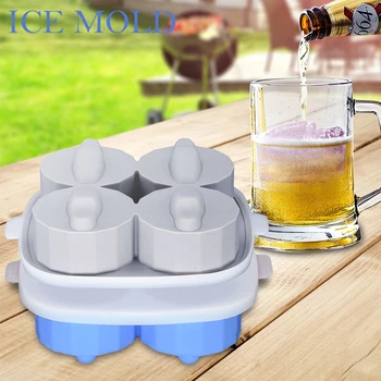 

Cute Whiskey Ice Mold 3D Crocodile Head 4 Grids Ice Lattice Cover Ice Box Silicone Food-Grade Ice Making Box Bar Kitchen Tool