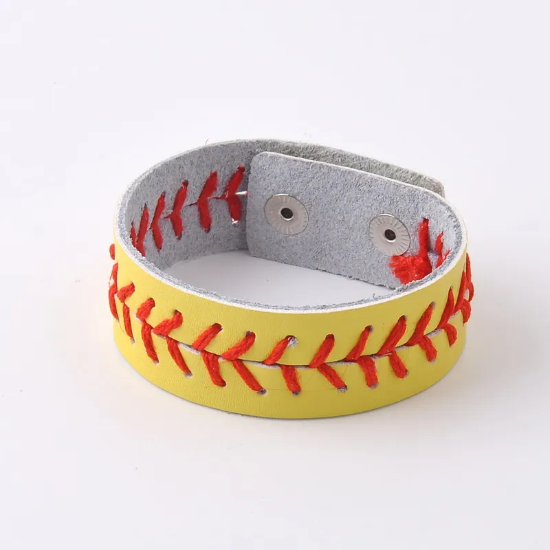 Резиновые резинки для браслетов спортивные кружевные кожаные браслеты в елочку Софтбол быстрый шаг бейсбольный стежок Браслет-манжета - Окраска металла: yellow
