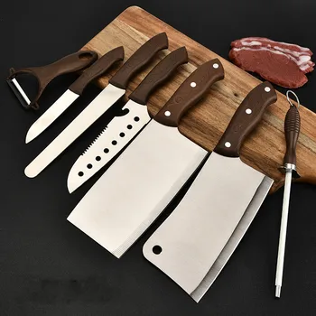 

8PCS/SET multi-function stainless steel kitchen tool set chopping chopper with knife holder ZP01041547