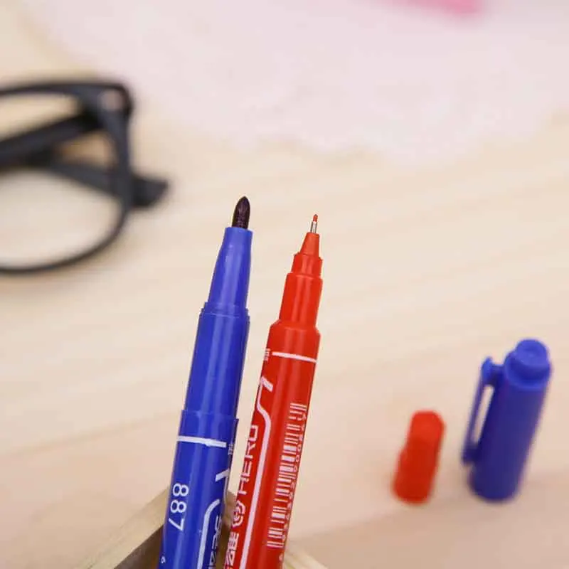 1 шт. красный/синий/черный двойная функция письма маркировочная ручка водонепроницаемые художественные Маркеры Ручка