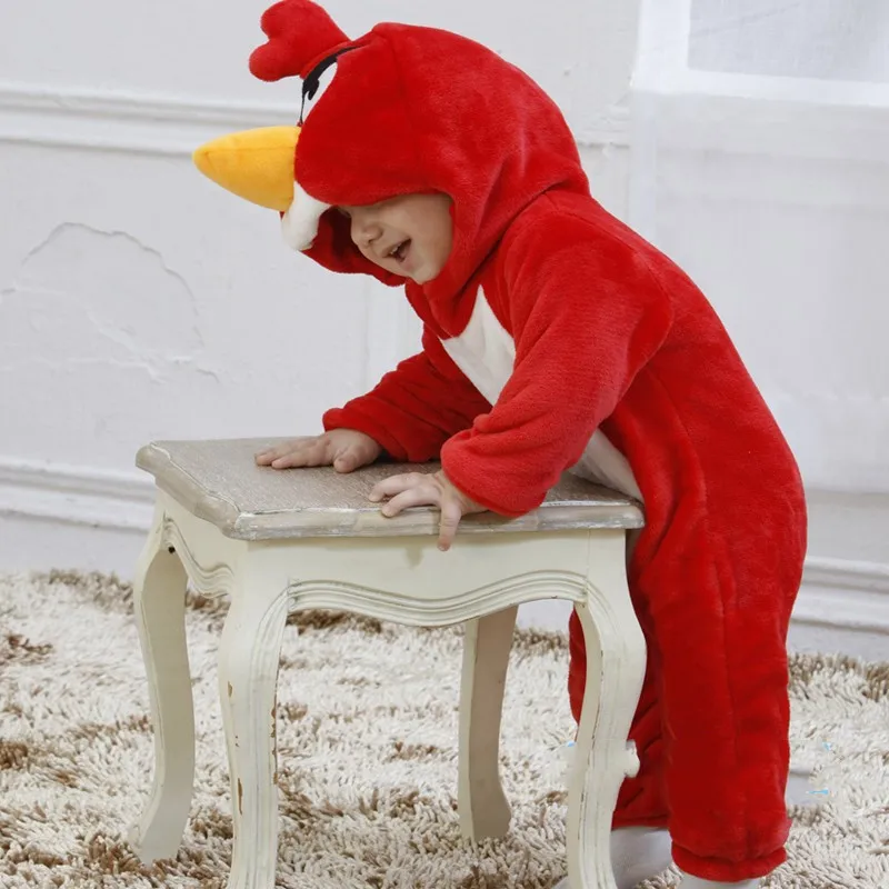 Весенне-осенний тонкий комбинезон для малышей, унисекс, рождественские боди, одежда для маленьких мальчиков и девочек, костюм Красная сердитая птица, ws29