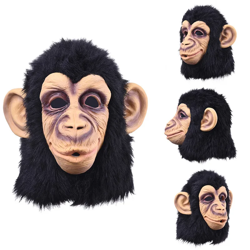 Super Lovely Monkey Head Latex Mask Full Face Adult Mask Halloween Masquerade Fancy Dress Party Cosplay Costume Cute Animal Mask