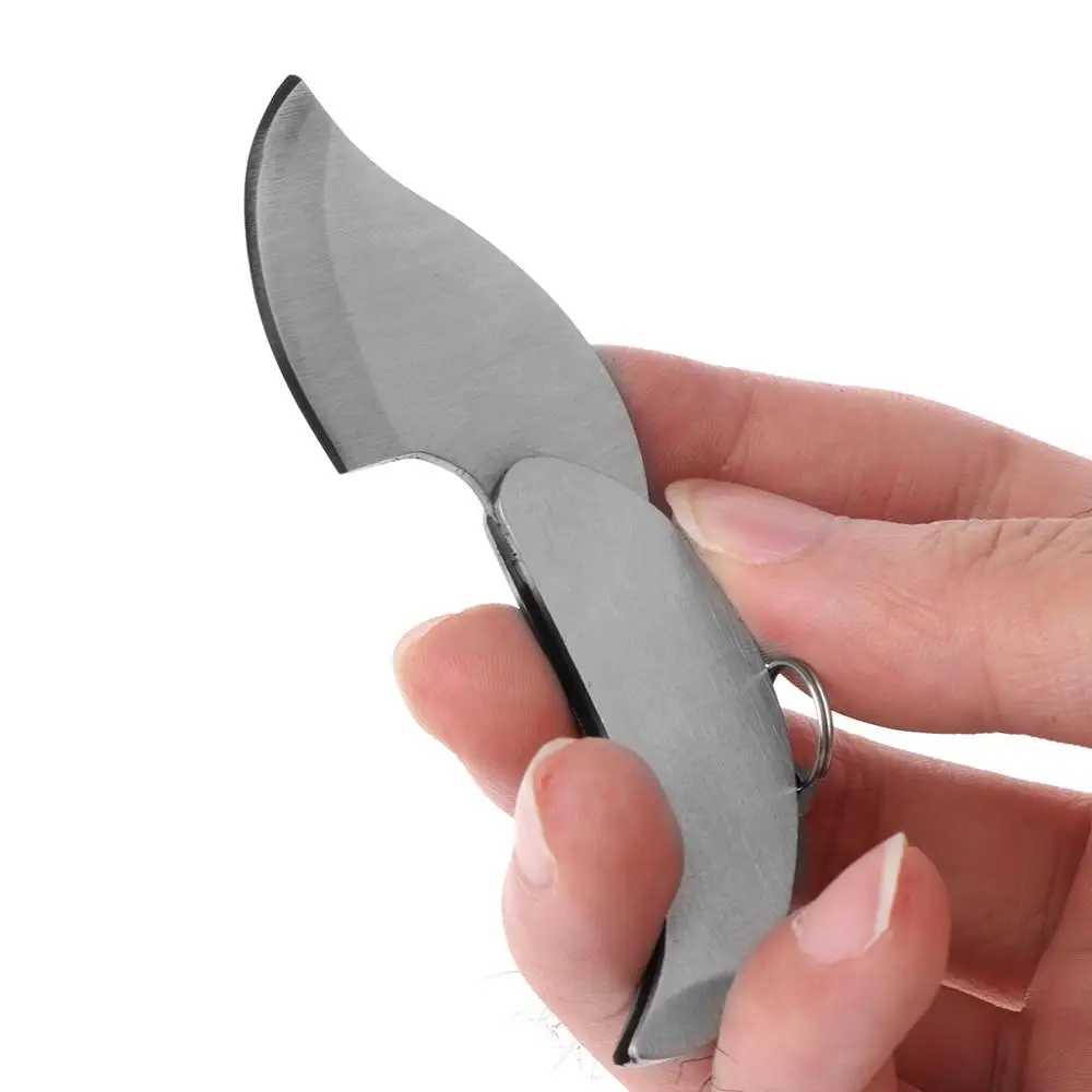 

Stainless Steel Silver Keychain Keyring Ring Mini Leaf Folding Knife Tool Outdoor Camp Survive Kit Portable Hike Pocket
