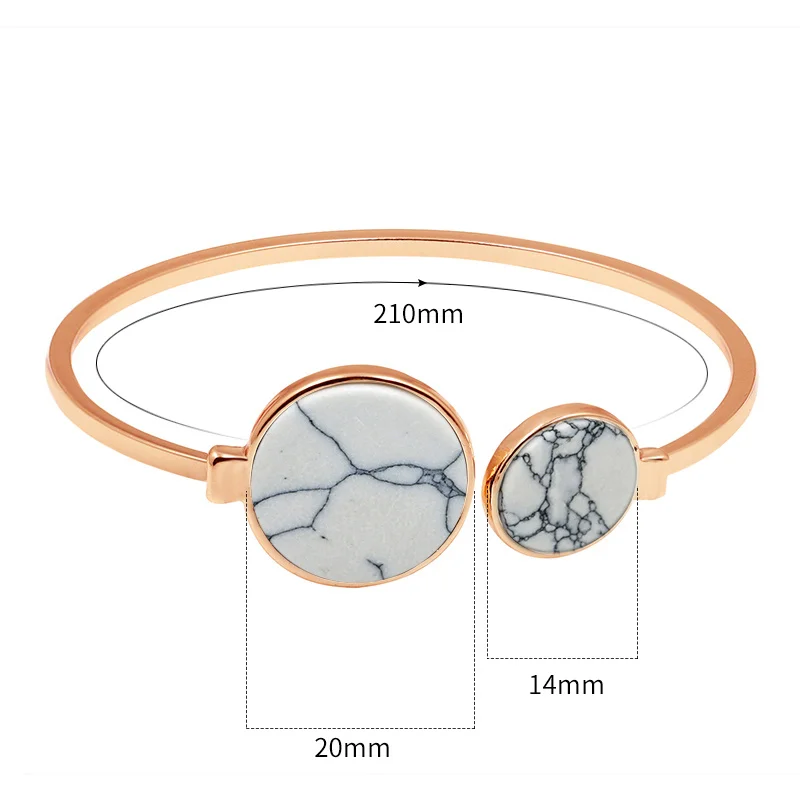 Новое поступление позолоченные или Серебристые браслеты с натуральным мраморным камнем для женщин