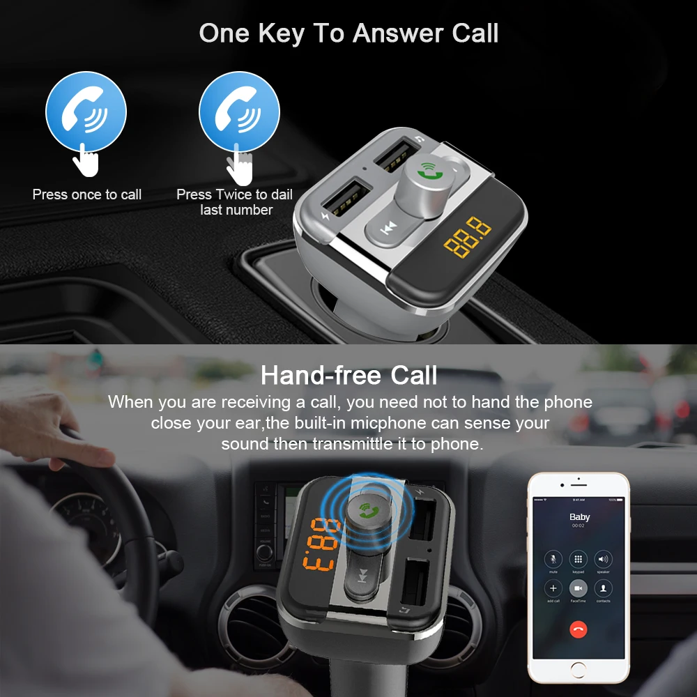 Автомобильный комплект громкой связи Bluetooth FM передатчик автомобильное зарядное