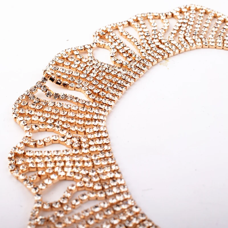 Qiaose блестящие золото/серебро колье из горного хрусталя цепочки и ожерелья для женщин Jewelry идеальное ожерелье свадебное платье