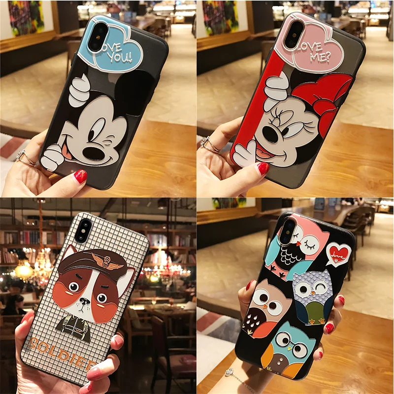 

3D Cartoon Animal Dog Cat Embosse Coque For Nokia 6 7Plus Soft TPU Capa For Motorola Moto E5 E4 Plus EU G5 G5S Plus G6 Play Case