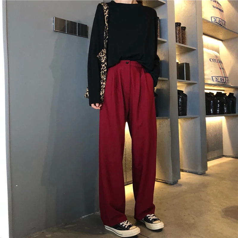 Mazefeng новые женские винтажные Модные свободные стильные брюки женские спортивные Стильные повседневные Прямые брюки женские широкие брюки уличная одежда