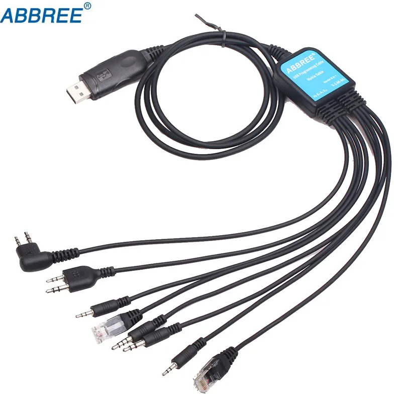 ABBREE 8 в 1 USB-кабель для программирования Baofeng UV-5R TYT Kenwood Motorola Yaesu Icom HYT Walkie Talkie