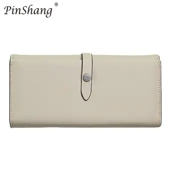 

PinShang Women Simple Stylish Solid Color Wallet Large Capacity Buckle Long Purse KZ30