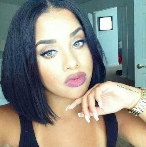 Bwigs Fashion Girl S Short Straight Bobo No Bangs Black Wig For