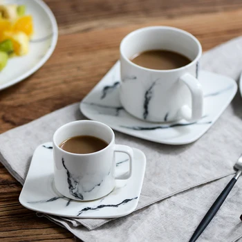 

Coffee Cup Dish Set Nordic Creative Marble Pattern Cup And Saucer