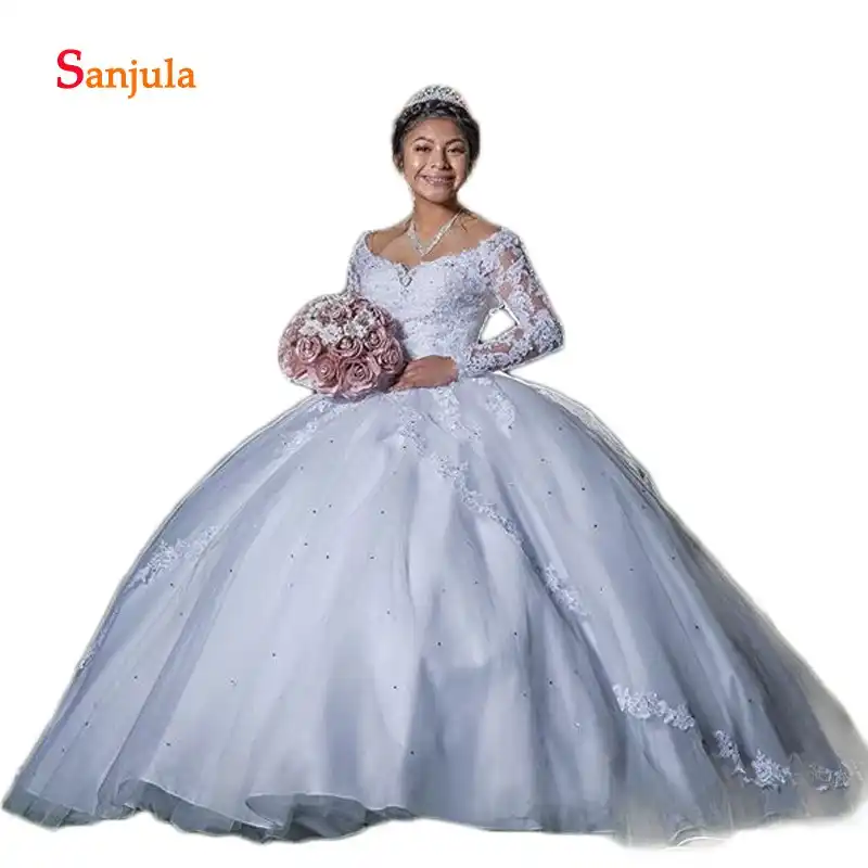 white long sleeve quinceanera dresses