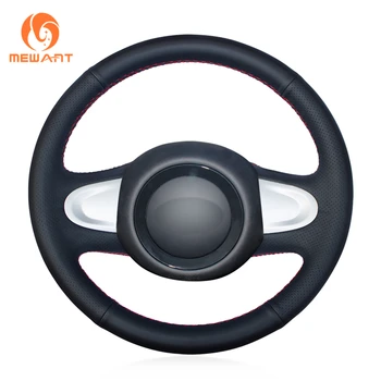 

MEWANT Black Artificial Leather Car Steering Wheel Cover for Mini(Hatchback/Mini R56/R57) Clubman Clubvan Convertible (2-Spoke)