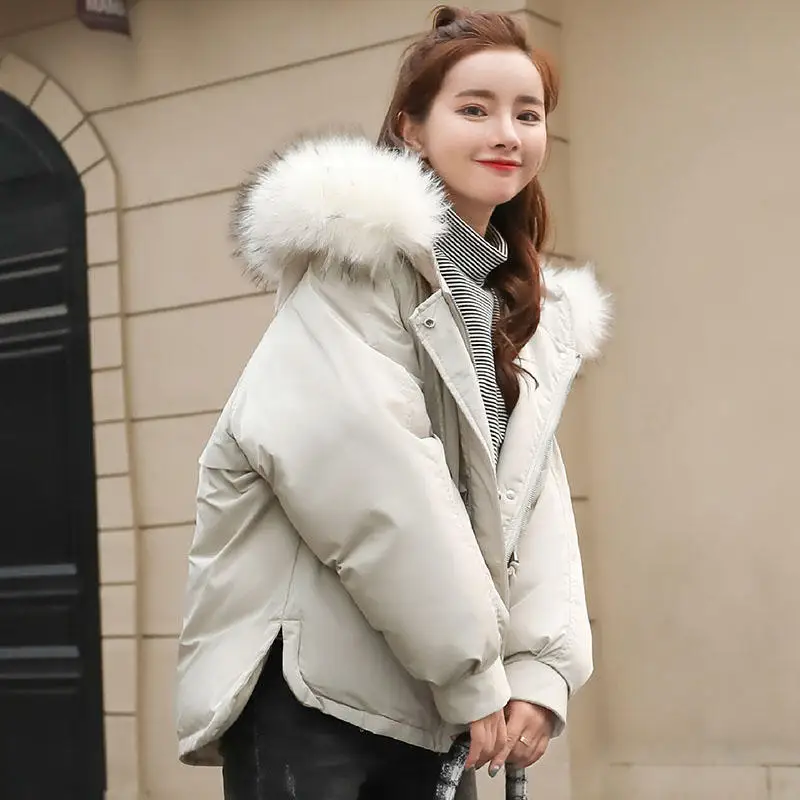 

Winter Jacket Women Oversized Parka Thick Down Cotton Jacket Coat Female Fur Collar Hooded Casual Women Winter Coat Padded Q1666
