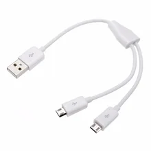 USB 2,0 для Dual 2 Micro USB 2,0 Женский кабель сплиттер Черный Белый высококачественный универсальный кабель для зарядного устройства 1 м/3 фута/0,2 м/0,65 ...(China)