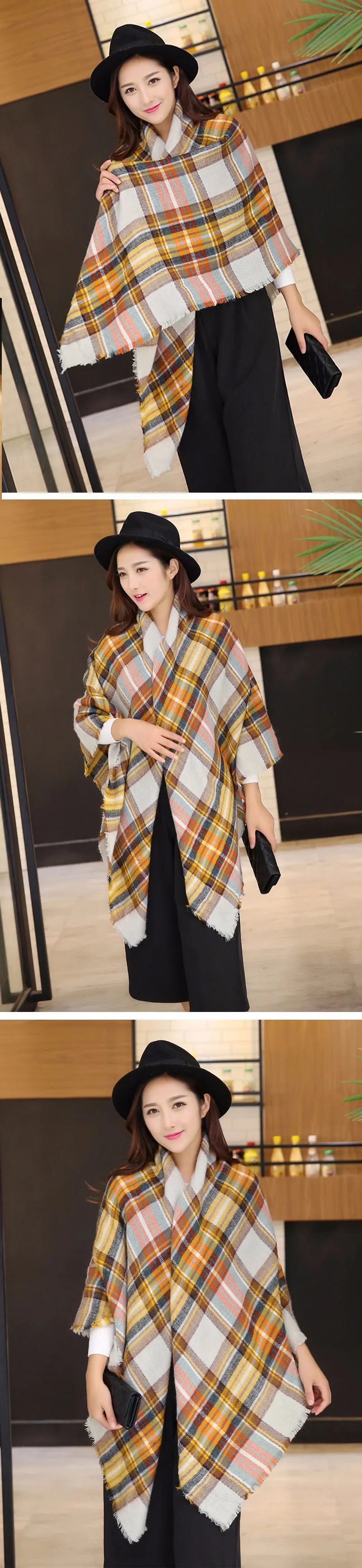 Scarf for Women plaid bufandas mujer 2016 black warm scarf women winter scarves shawls stoles Blanket Scarf Luxury Brand 16