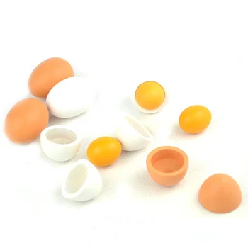 

HBB 6pcs Wooden Eggs Yolk Educational Interesting Children Kids Toy