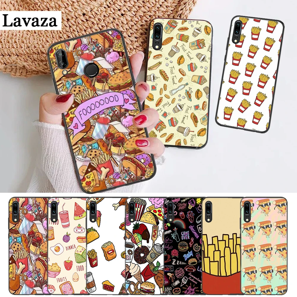 

Lavaza Fast food burger fries Silicone Case for Huawei P8 Lite 2015 2017 P9 2016 Mimi P10 P20 Pro P Smart Z 2019 P30