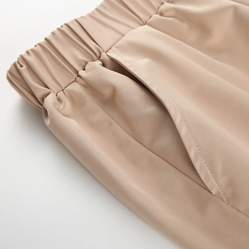 12Sweetown Harajuku Safari Style Pantalon Femme Khaki High Waist Joggers Pants Streetwear Women Knitted Pocket Cargo Harem Pants