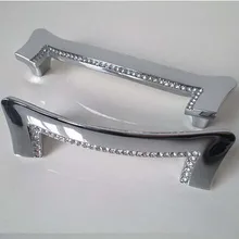 128mm silver kitchen cabinet handle chrome cupboard pull glass diamond drawer dresser door pull fashion furniture handles 5”