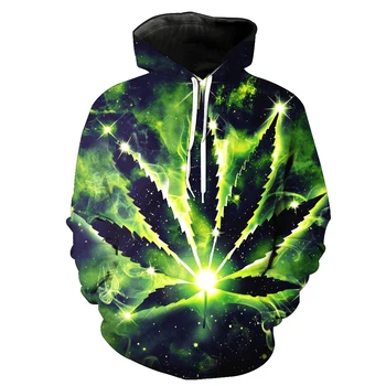 

2018 New Fashion Sweatshirt Men / Women 3d Hoodies Print green leaves color pattern Slim Unisex Slim Stylish Hooded Hoodies