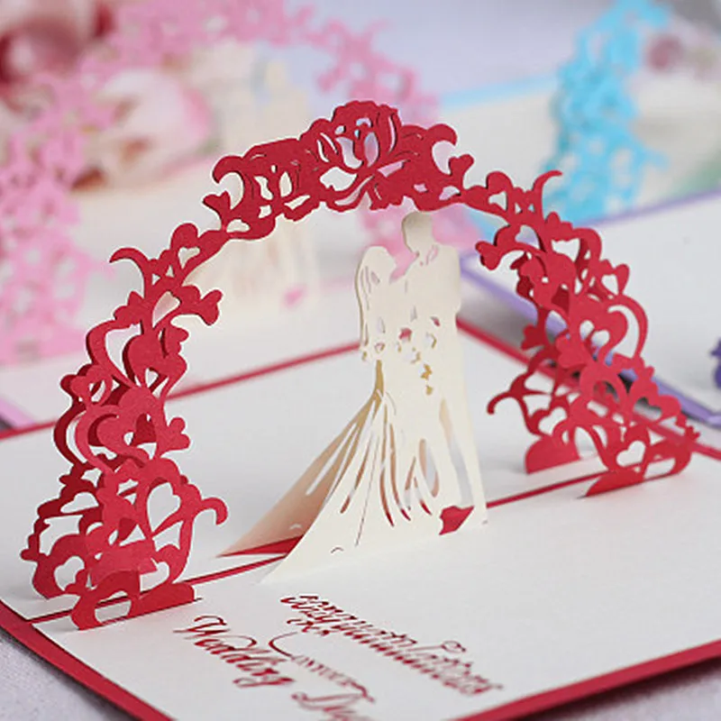 3D Pop Up Romantic Wedding Invitations Valentines Day/anniversary Postcards Greeting Card Laser Cut Handmade Party Supplies | Дом и сад