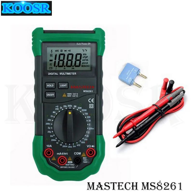 

MS8261 Digital Multimeter 3 1/2 AC DC V/ACapacitance Resistance Transistor Tester Full Protective Anti-burn Diagnostic-tool