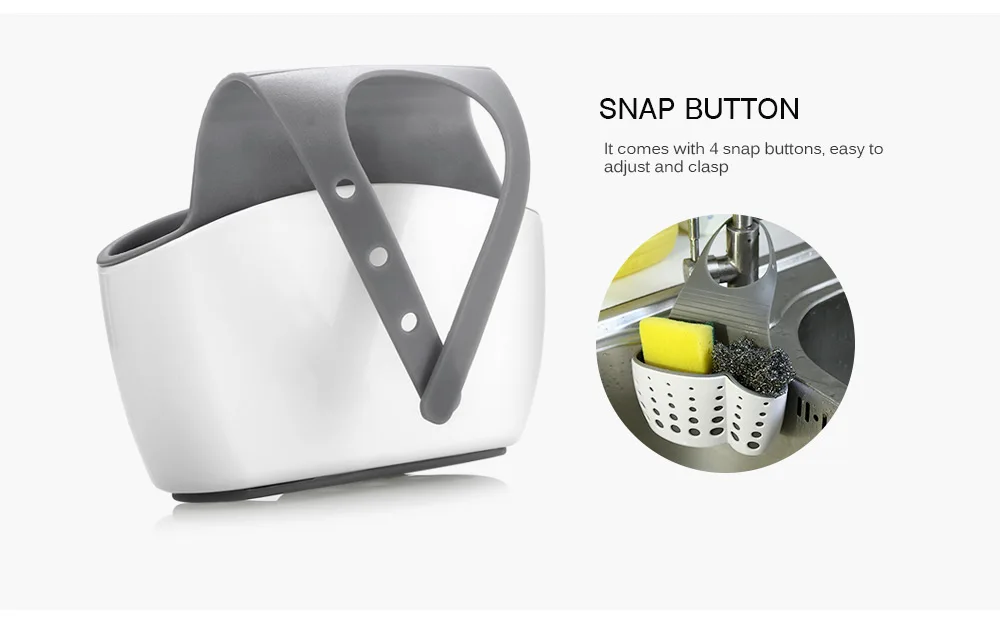 Adjustable Double Layer Sponge Rack Sink Shelf Snap Button Holder