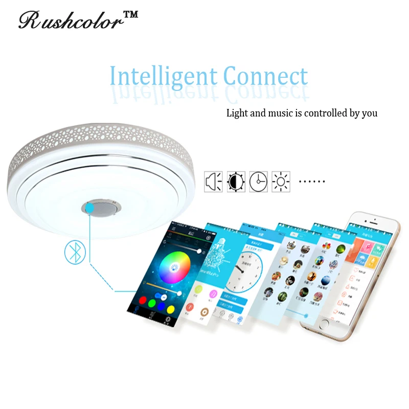 2018 RGB светодиодные потолочные светильники с регулируемой яркостью Bluetooth и