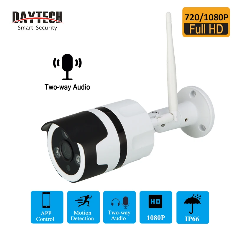 

DAYTECH IP Camera Outdoor Security WiFi CCTV P2P Camera IP66 Waterproof Two Way Audio Record Network Monitor
