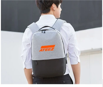 

ATEEZ Gray&black Anti-Theft USB Charging 2019 New Laptop Backpacks Hip hop Multifunction Travel Mochila