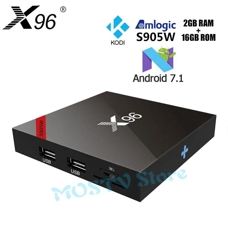 X96 Android 7,1 ТВ BOX Quad core Amlogic S905W 2 ГБ 16 ГБ телеприставки смарт-ТВ