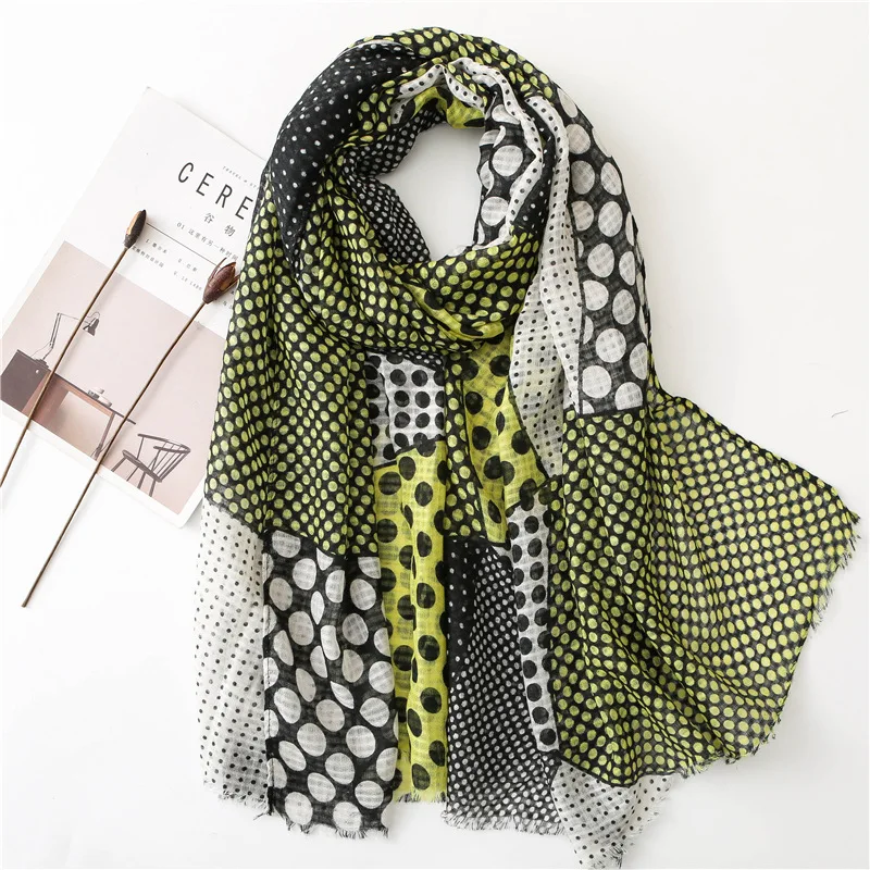 2019 Newest Women Spot Pattern Cotton Frayed Scarf 10pcs/lot |