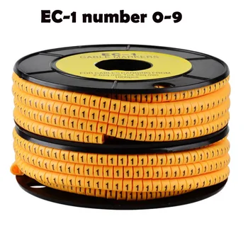 

500PCS one yellow roll for mix number Free shipping EC-1 Cable Wire Marker Number 0 to 9 For Cable Size 2.5 sqmm PVC material