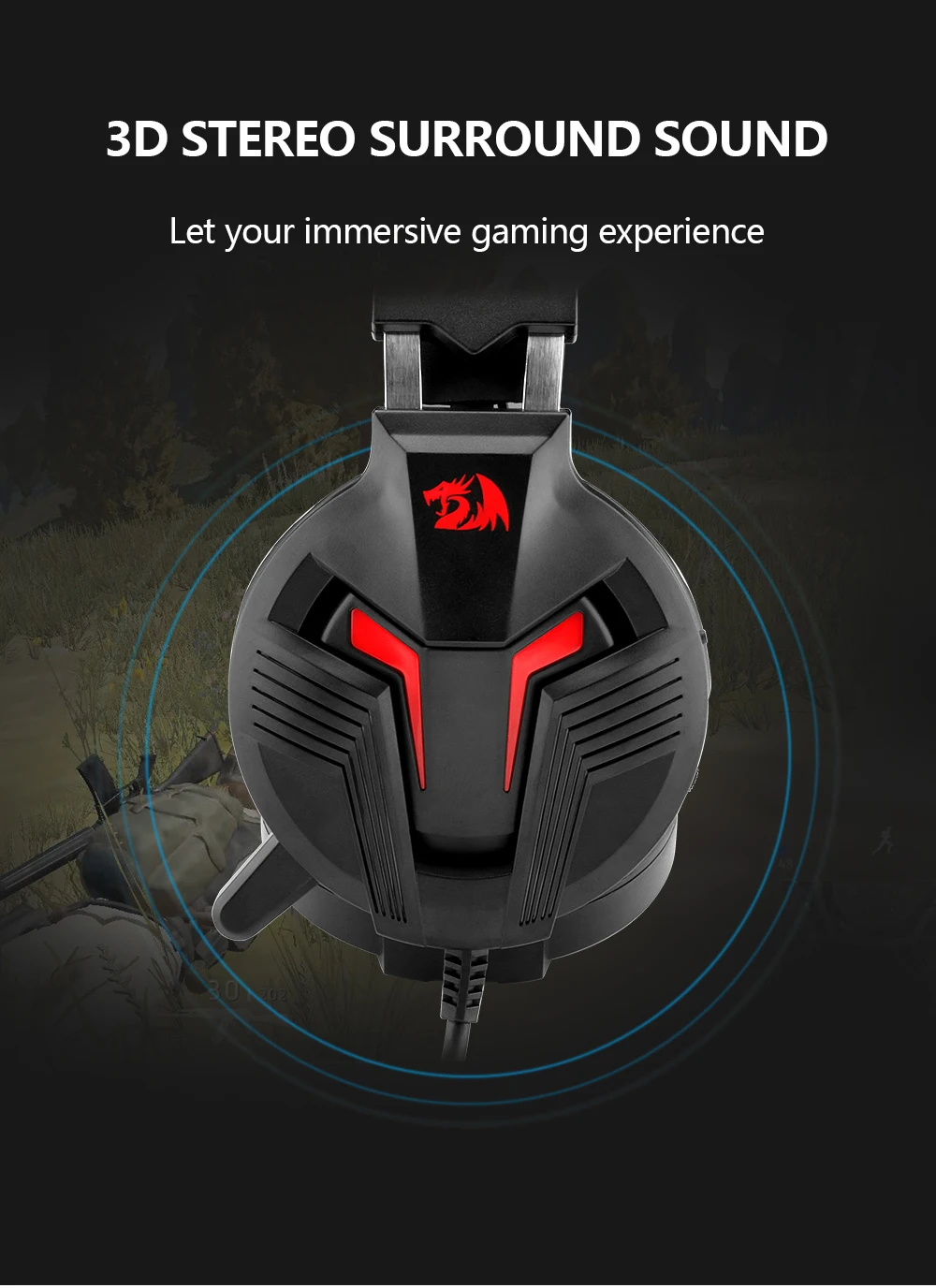 Игровая гарнитура Redragon H112 для геймера, для ПК, PS4, переключатель Surround Pro, Проводная компьютерная стереогарнитура с шумоизоляционным микрофоном