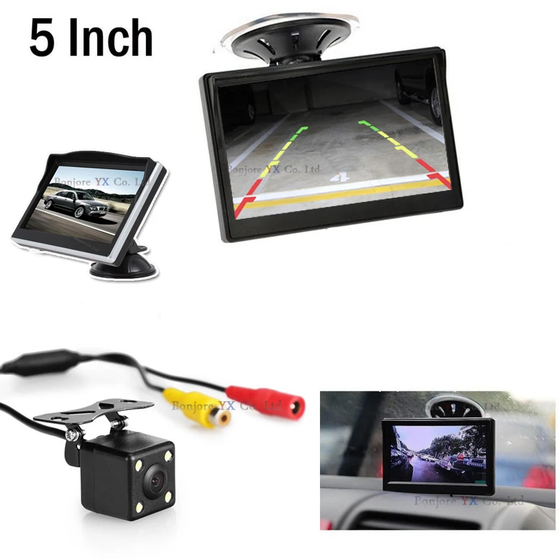 

Genuine KOORINWOO 5 inch TFT LCD Car Monitor 800*480 Screen with Car Rear view camera with lights Reversing Parking Assistance