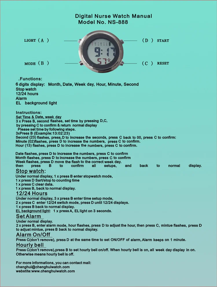 digital fob watch instructions