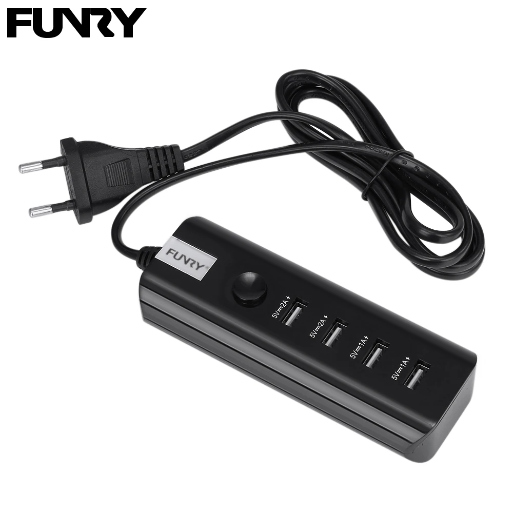 

Funry USB Wall Socket EU Plug Mini Charger Power Strip 5V 4 USB Ports Input 110V-250V Desktop Fast Charging Electrical Sockets