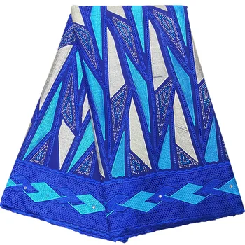 

Triple-colors Mysterious Polygon Patterns Cotton fabric with stones JYS46 Free shipping great quality Swiss Voile Lace Fabric