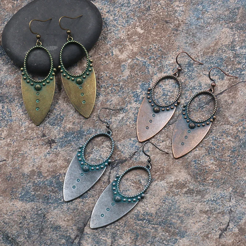 

Simplicity Alloy retro Earrings geometric elliptical earhook Earrings exaggerated fashion for the unisex earrings