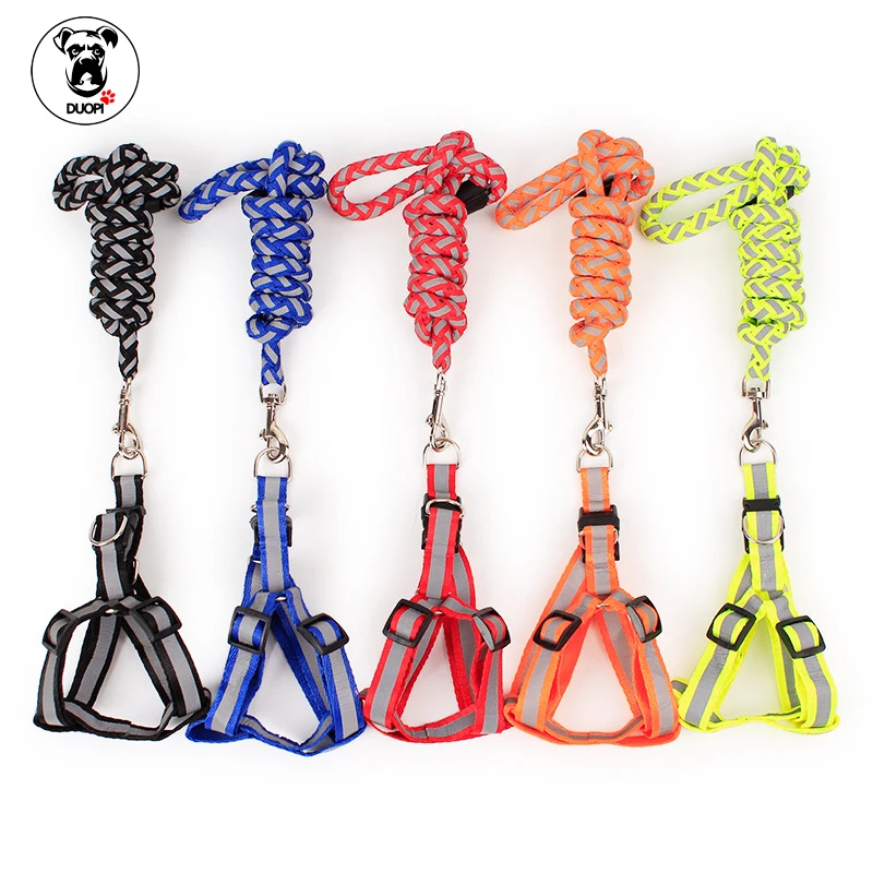 Duopi Pet Supplies Colored braided rope round reflective pet dog chain