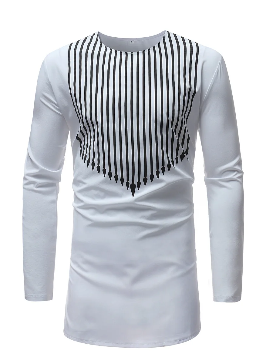 Модная полосатая рубашка для мужчин, брендовая Новая африканская Дашики, мужская рубашка с длинным рукавом, белые рубашки, африканская одежда, Camisa
