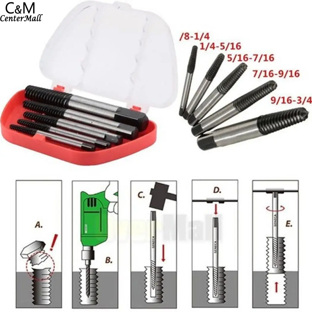 

Set Drill Steel Damaged Screw New Guide Broken Out Bit Extractor Speed