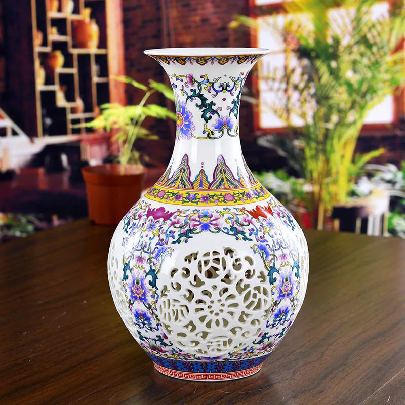 Цзиндэчжэнь фарфоровая выдолбленная Пастельная ваза декор для гостиной Современные Декорации для дома свадебный подарок samll керамическая ваза