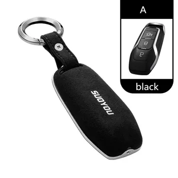 

car accessories Car Key Cover Genuine Leather Galvanized Alloy For Ford Edge Mondeo Mustang For Ford Keys keychain