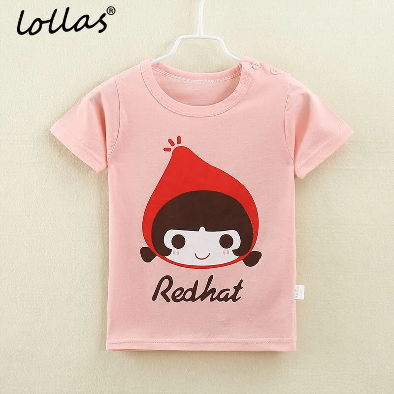 

Lollas 2018 Summer New Girl T Shirt Cute Cartoon Cotton Short Sleeve T-shirt Children Kids Girls Tee Shirts Child's Clothes