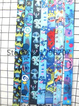 

50PCS Mix Cartoon Stitch Neck Strap Lanyard Mobile Phone Charms Key Chain ID Badge Key Chains P-37