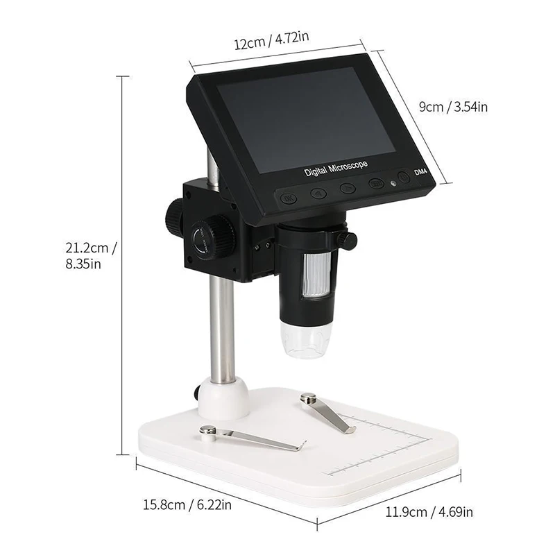 

VGA Microscope DC 5V LED For Circuit Board Repair Soldering Tool Adjustable Magnification ABS 4.3" LCD 720P 1000X